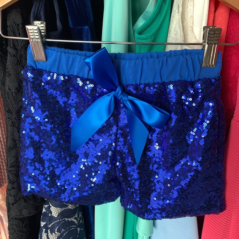 Girls Blue Sequin Shorts / Party Outfit